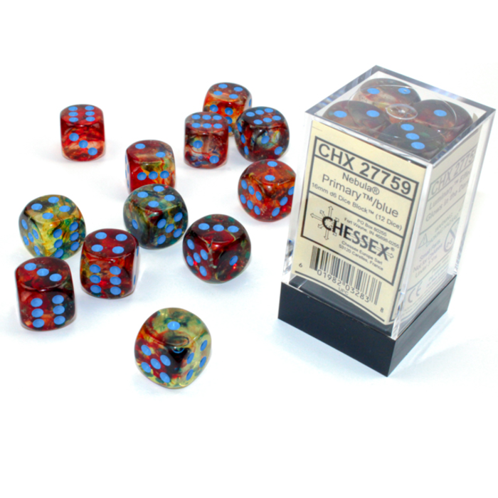 Chessex 12d6 Dice Block (16mm): Nebula (Assorted Colours)