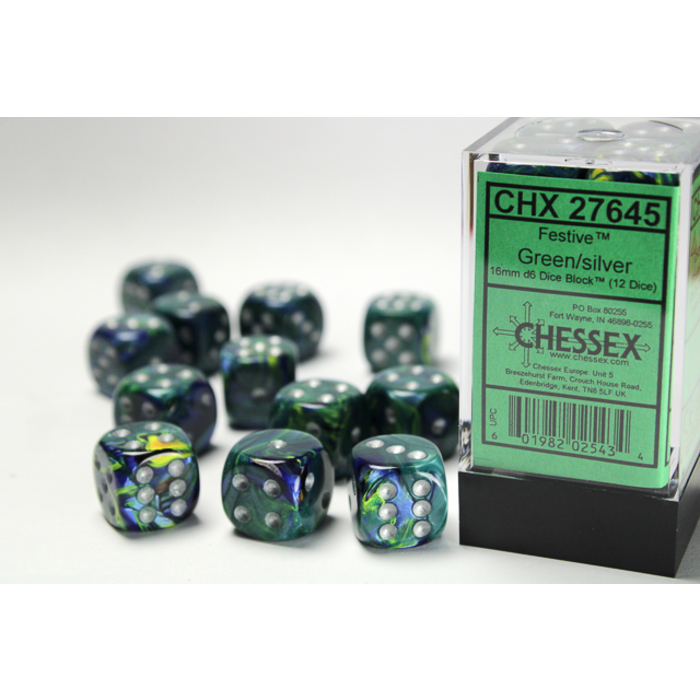 Chessex 12d6 Dice Block (16mm): Festive (Assorted Colours)
