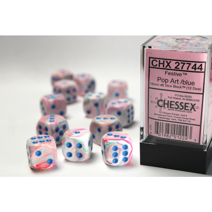 Chessex 12d6 Dice Block (16mm): Festive (Assorted Colours)