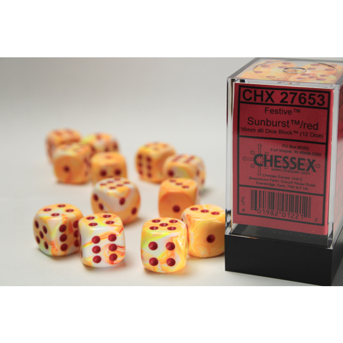 Chessex 12d6 Dice Block (16mm): Festive (Assorted Colours)