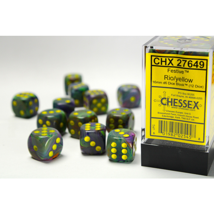 Chessex 12d6 Dice Block (16mm): Festive (Assorted Colours)