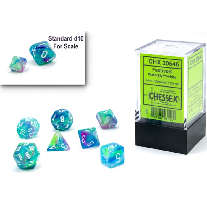 Chessex 7-Piece Mini-Polyhedral RPG Dice Set Festive