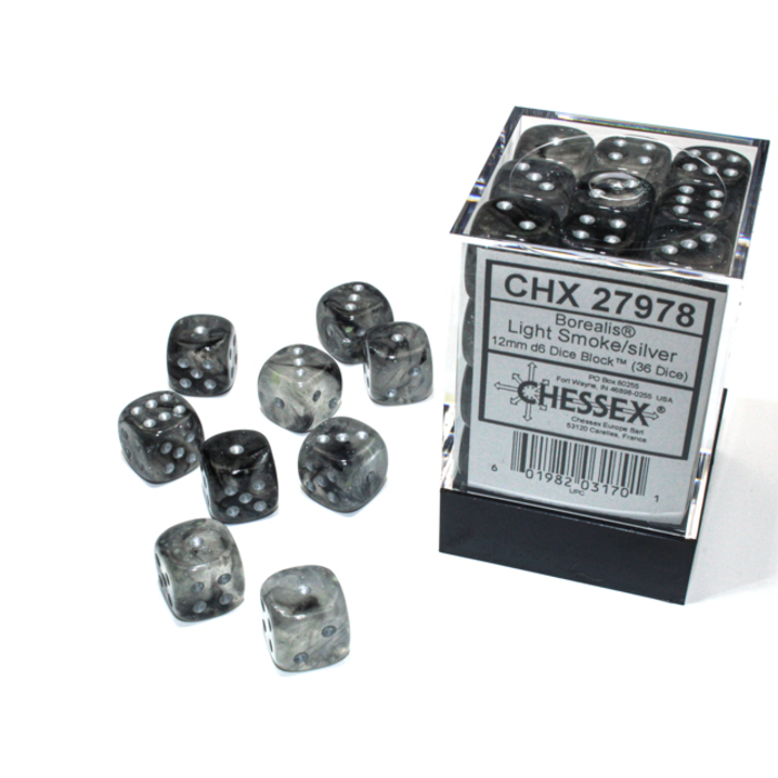 Chessex 36d6 Dice Block (12mm): Borealis Luminary (Assorted Colours)
