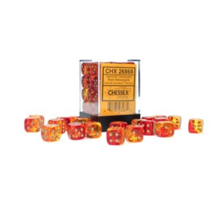 Chessex 36d6 Dice Block (12mm): Gemini Translucent (Assorted Colours)