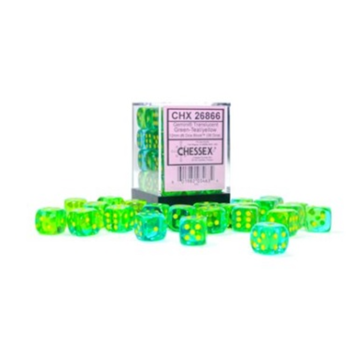 Chessex 36d6 Dice Block (12mm): Gemini Translucent (Assorted Colours)