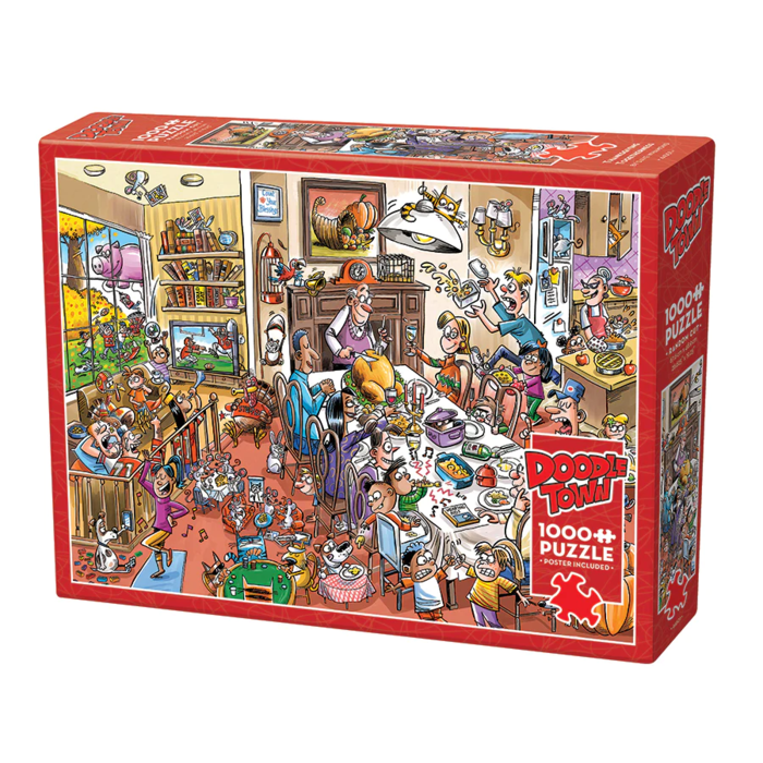 Cobble Hill Puzzles 1000 pcs - DoodleTown: Thanksgiving Togetherness