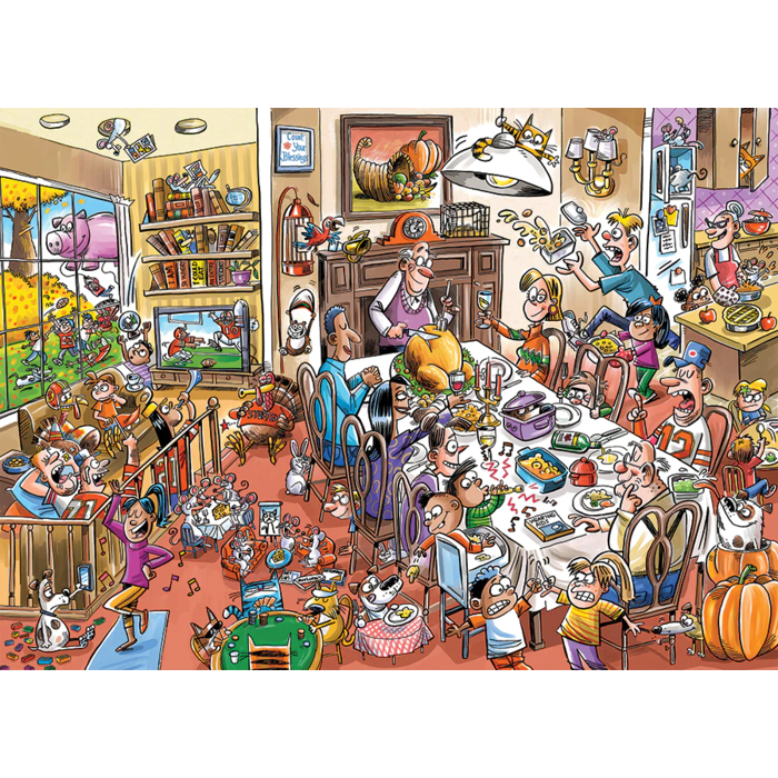 Cobble Hill Puzzles 1000 pcs - DoodleTown: Thanksgiving Togetherness