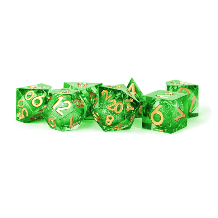 Metallic Dice Games 7-Piece RPG Dice Set: Liquid Core