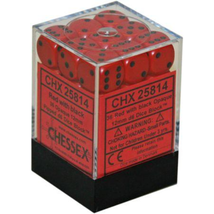 Chessex 36d6 Dice Block (12mm): Opaque (Assorted Colours)