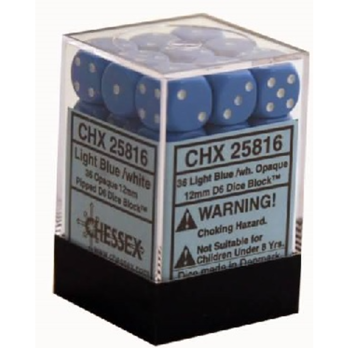Chessex 36d6 Dice Block (12mm): Opaque (Assorted Colours)