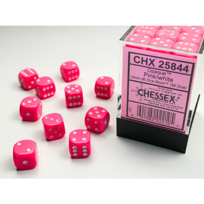 Chessex 36d6 Dice Block (12mm): Opaque (Assorted Colours)