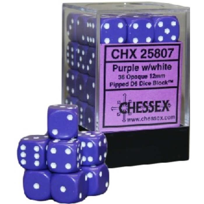 Chessex 36d6 Dice Block (12mm): Opaque (Assorted Colours)