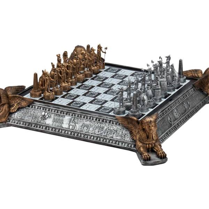 CHH Chess Set - Gold and Silver Egyptian with Themed Board