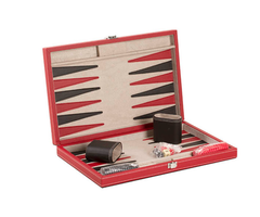 CHH Backgammon Set 15" Black & Red Leatherette