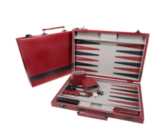 Wood Expressions Backgammon Set 15" Red & Black Vinyl