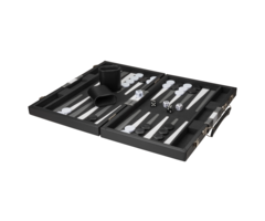 Wood Expressions Backgammon Set 15" Black with White Stripe