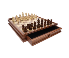 Wood Expressions Chess & Checkers Set 15" – French Staunton Wood Weighted Pieces, Brown & Natural Wooden Board with Storage