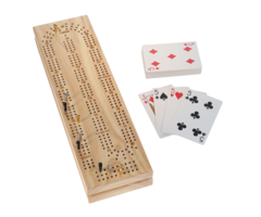 Wood Expressions Cabinet Cribbage Set – Solid Wood Continuous 3 Track Board with Easy Grip Pegs, Cards and Storage Area