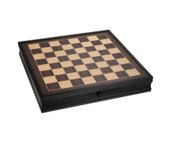 Wood Expressions Chessboard 19" - Deluxe Black Stained Wood with Storage