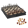 Chess & Checkers Set 15" – Egyptian Pewter Chessmen & Black Stained Wood Board with Storage