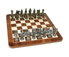 Wood Expressions Chess Set – Medieval Pewter Pieces & Walnut Root Board