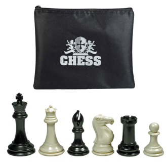 Master Series Triple Weighted Plastic Chess Set Black & Ivory Pieces -  3.75 King