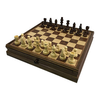 Grand English Style Chess Set with Storage Drawers – Pieces are