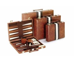 CHH Backgammon Set 11" Brown & White Vinyl
