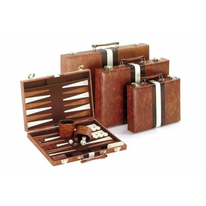 CHH Backgammon Set 11" Brown & White Vinyl