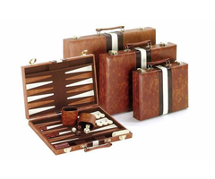 CHH Backgammon Set 15" Brown & White Vinyl