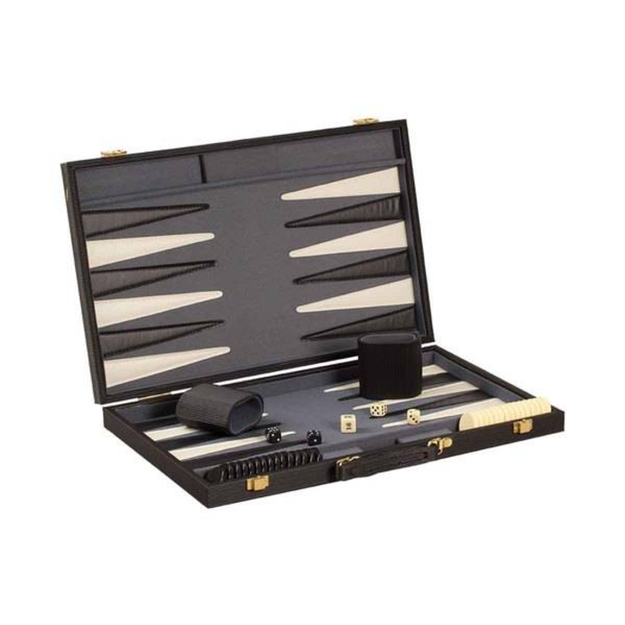 CHH Backgammon Set 18" Modern with Black Ribbed Exterior