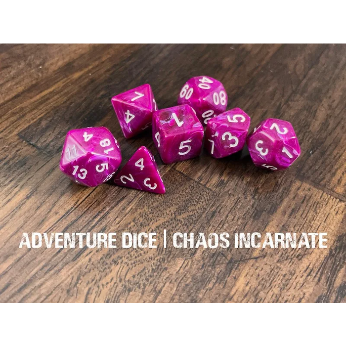 Adventure Dice 7-Piece RPG Dice Set: RPG Themed Chaos Incarnate