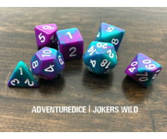Adventure Dice 7-Piece RPG Dice Set: RPG Themed Jokers Wild