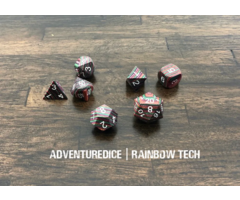Adventure Dice 7-Piece RPG Premium Wood Dice Set: Rainbow Tech