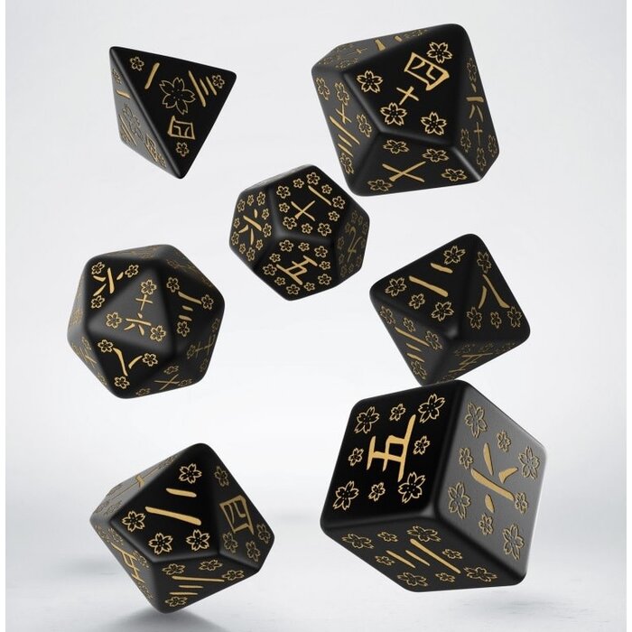 Q-Workshop 7-Piece Dice Set Japanese Deep Night Firefly