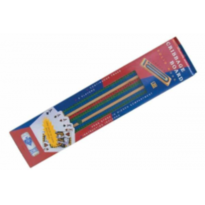 CHH Solid Wood Cribbage Board Coloured 3 Track with Cards