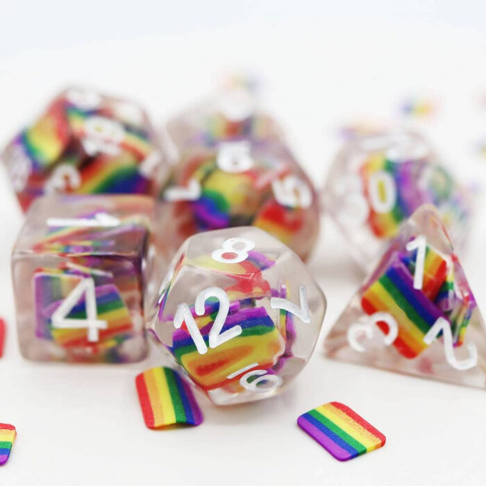 Foam Brain Games 7-Piece Resin RPG Dice Set: Pride Flag