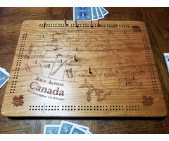 Unique Wood Products Wooden Cribbage Board:  Race Across Canada
