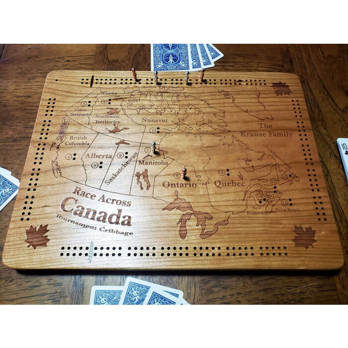 Unique Wood Products Wooden Cribbage Board: Race Across Canada