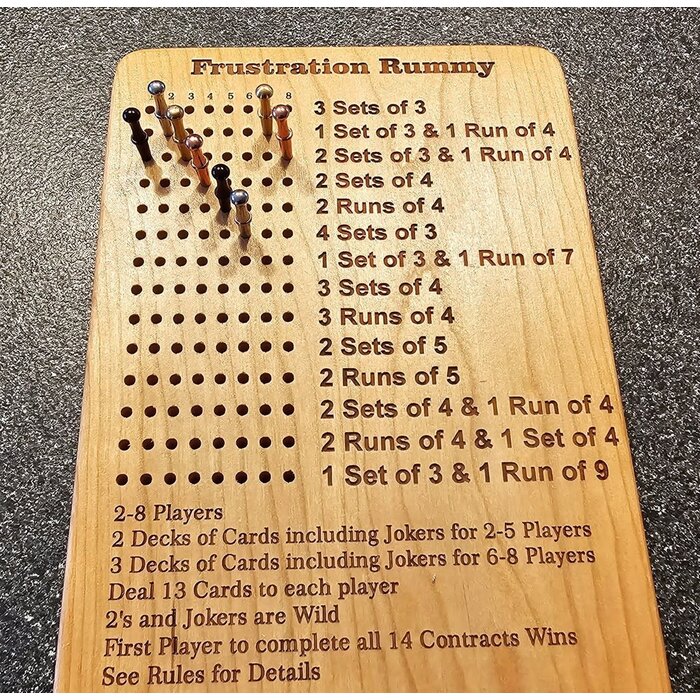 Unique Wood Products Wooden Frustration Rummy Board - 8 Players