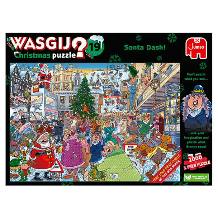 Jumbo Puzzles 1000 pcs - WASGIJ Christmas: #19, Santa Dash