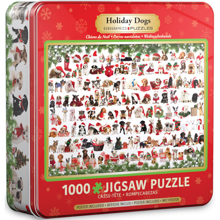 Eurographics 1000 pcs - Holiday Dogs Tin