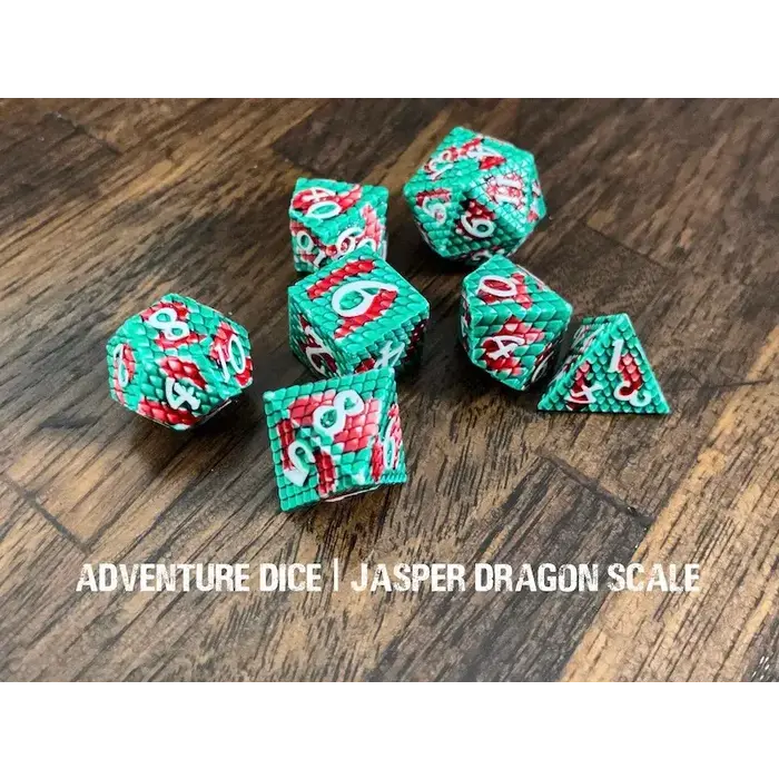 Adventure Dice 7-Piece RPG Premium Metal Dice Set: Jasper Dragon Scale