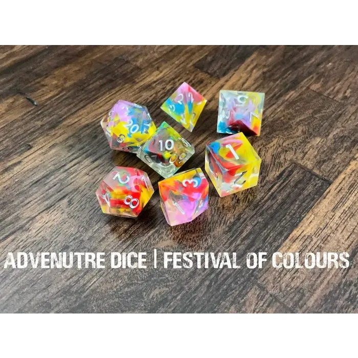 Adventure Dice 7-Piece RPG Premium Sharp Edge Resin Dice Set