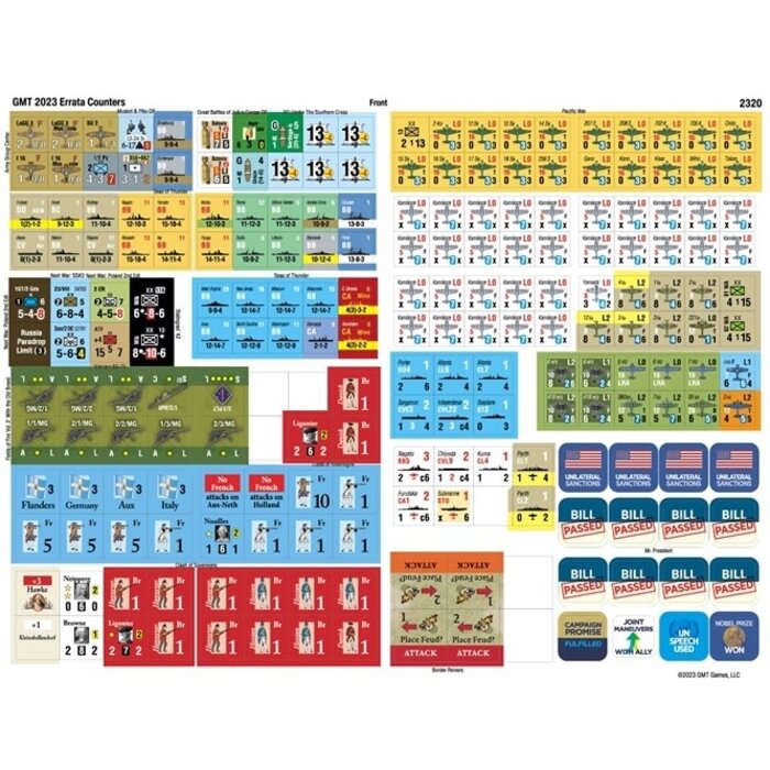 GMT Games GMT - 2023 Replacement Counter Sheet