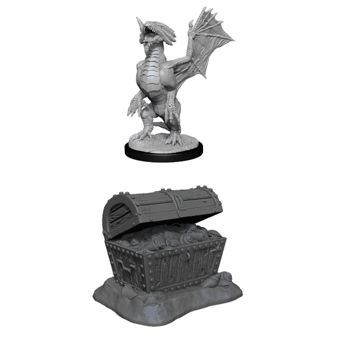 Wizkids/NECA LLC Nolzur's Marvelous Miniatures: Bronze Dragon Wyrmling & Treasure Chest