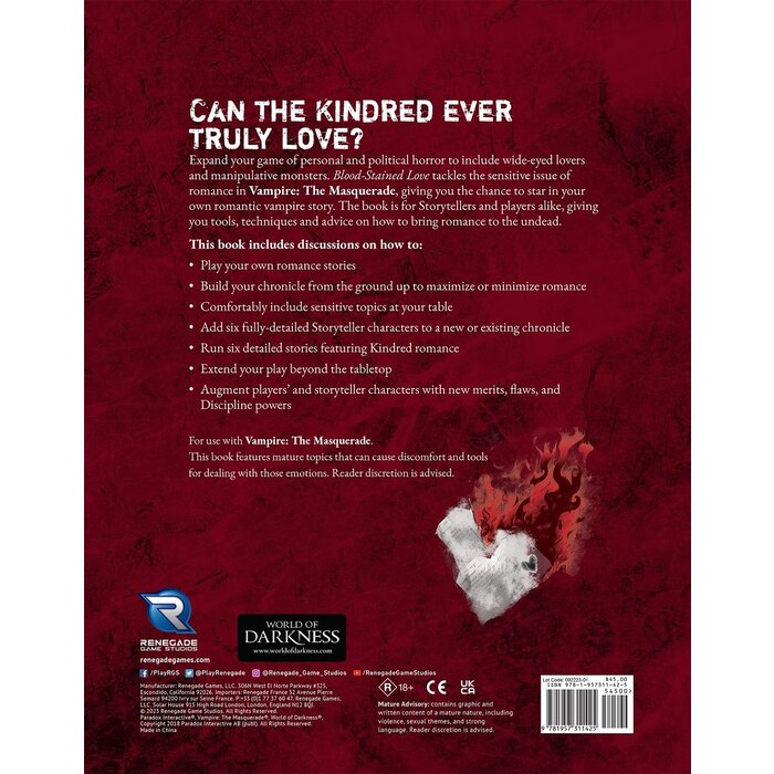 Renegade Game Studios Vampire: The Masquerade 5th Edition - Blood-Stained Love