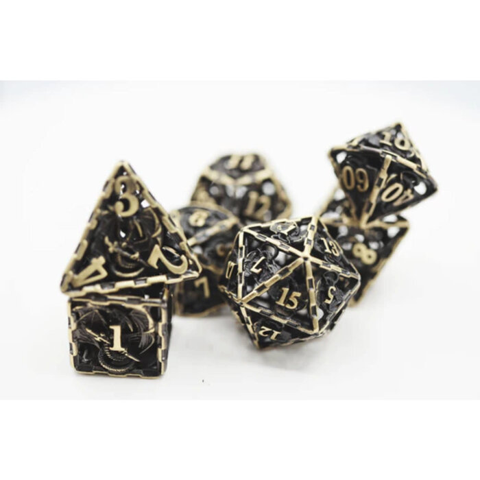 Foam Brain Games 7-Piece Hollow Metal RPG Dice Set: Dragon