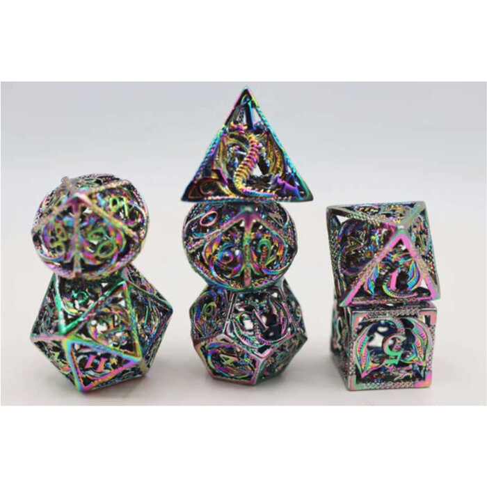 Foam Brain Games 7-Piece Hollow Metal RPG Dice Set: Dragon