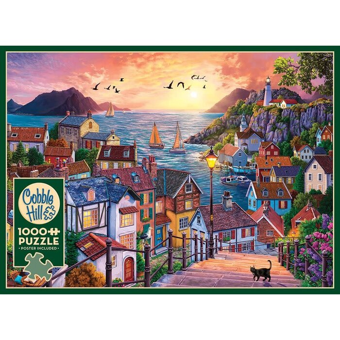 Cobble Hill Puzzles 1000 pcs - Coastal Town at Sunset